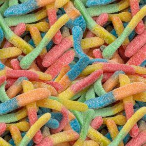 Kervan Sour Neon Gummy Worms 5lb Bag Bulk